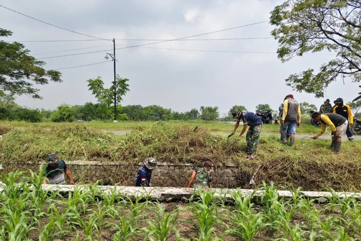 TMMD 128 Gresik Normalisasi Irigasi Desa Slempit untuk Jaga Produktivitas Pertanian
